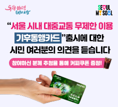 "서울 시내 대중교통 무제한 이용 기후동행카드" 출시에 대한 시민 여러분의 의견을 듣습니다.